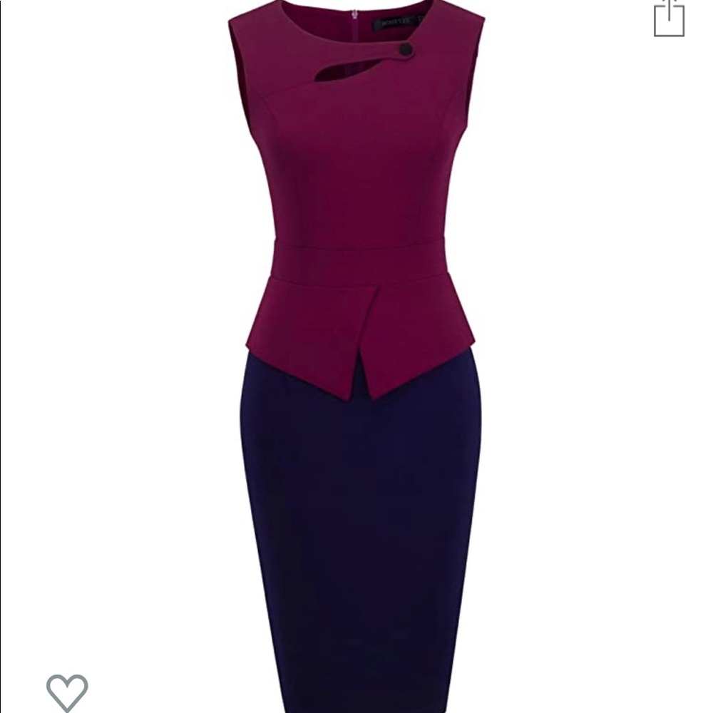 Homeyee Peplum Wine & Navy Dress